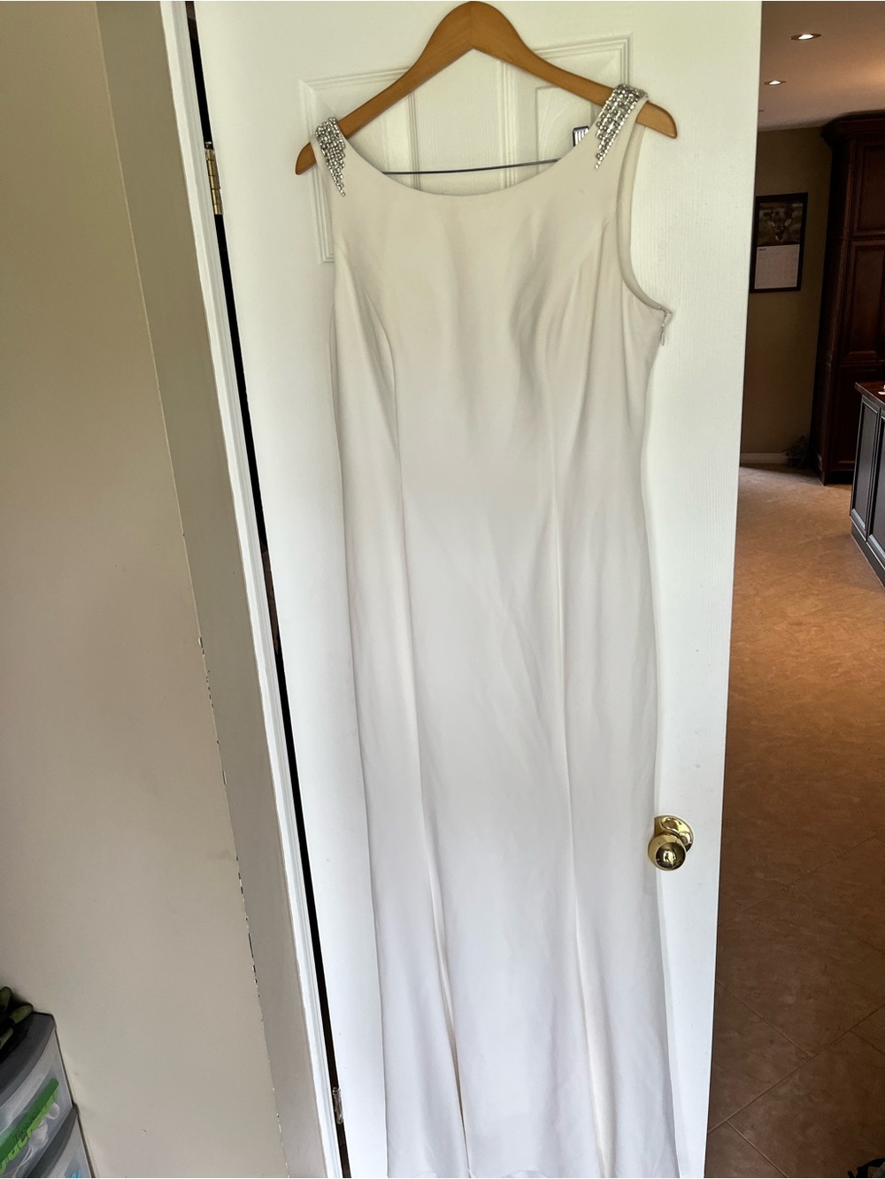 Marsoni by colors Ivory Formal Gown Size 14 Rhinestone Open Back Evening Dress